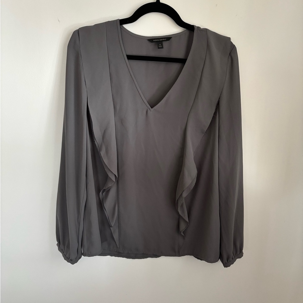 Banana Republic Elegant Silky Gray Women's Blouse Size S Top